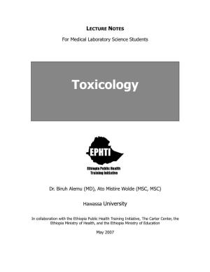 Lecture Notes on Toxicology