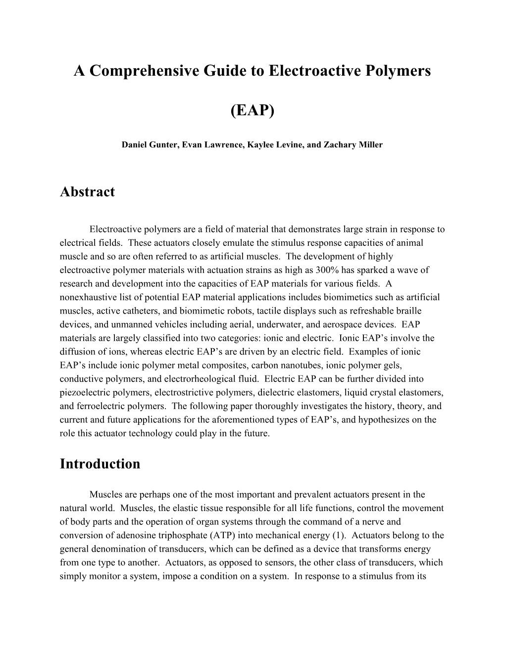 A Comprehensive Guide to Electroactive Polymers (EAP)