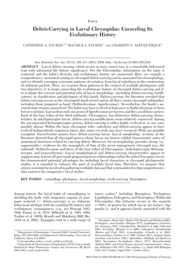 Debris-Carrying in Larval Chrysopidae: Unraveling Its Evolutionary History