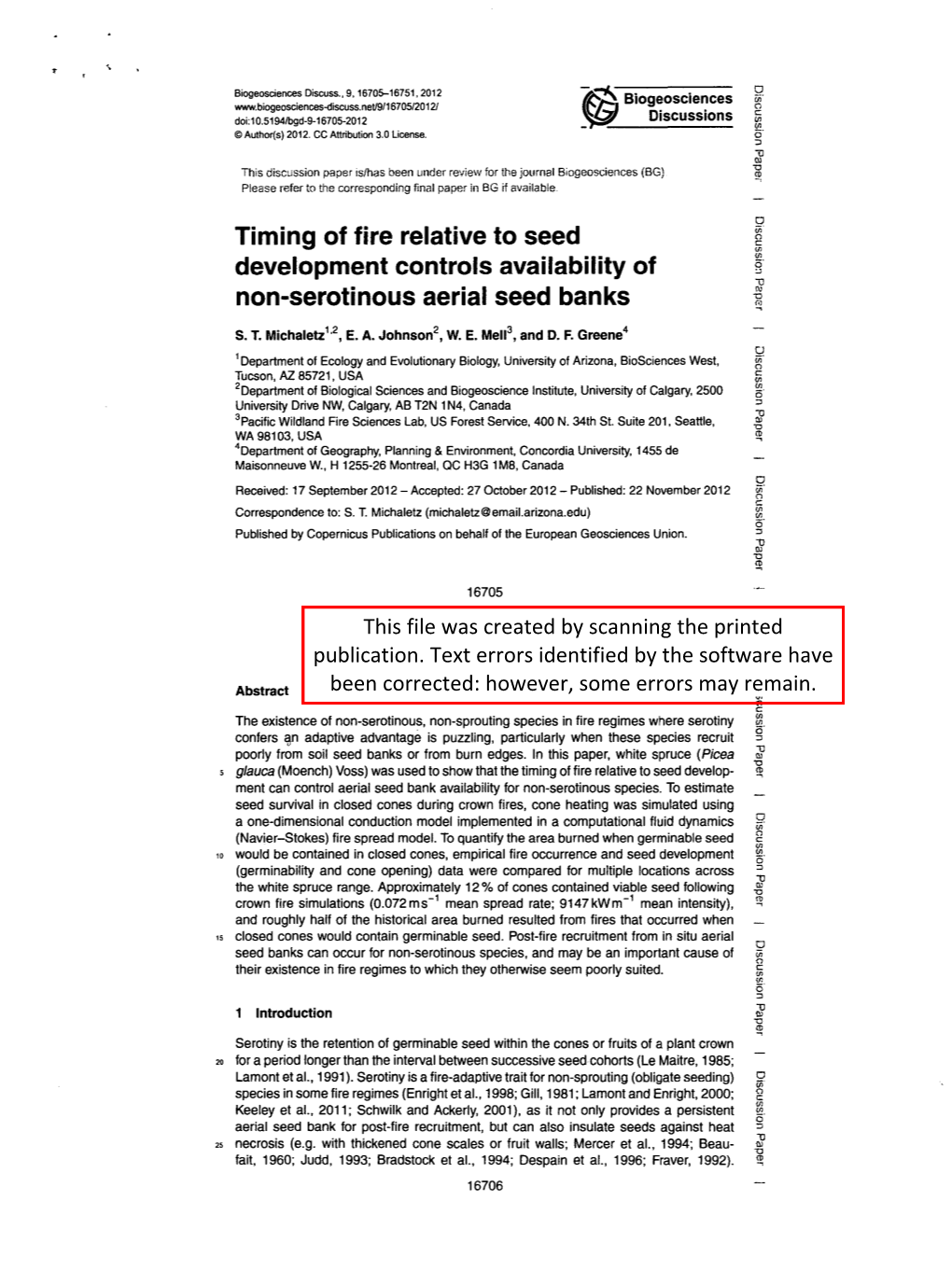 Timing of Fire Relative to Seed Development Controls Availability of Non-Serotinous Aerial Seed Banks