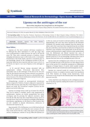 Lipoma on the Antitragus of the Ear Hyeree Kim, Sang Hyun Cho, Jeong Deuk Lee, Hei Sung Kim* Department of Dermatology, Incheon St