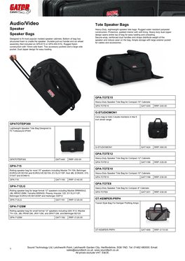 Audio/Video Tote Speaker Bags Speaker Heavy-Duty, Eightweight Speaker Tote Bags