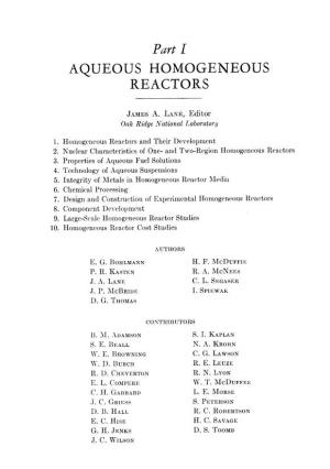 Aqueous Homogeneous Reactors