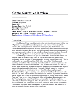 Game Narrative Review