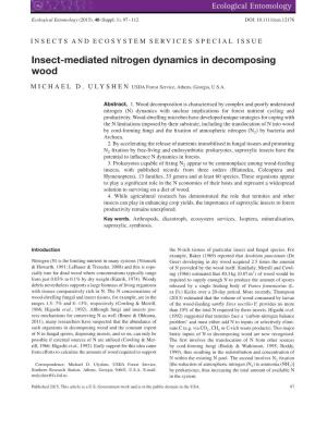 Insect-Mediated Nitrogen Dynamics in Decomposing Wood