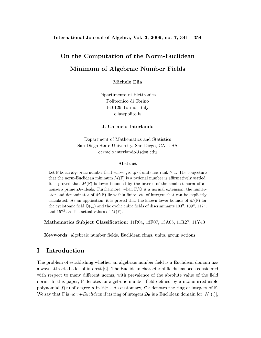 On the Computation of the Norm-Euclidean Minimum Of