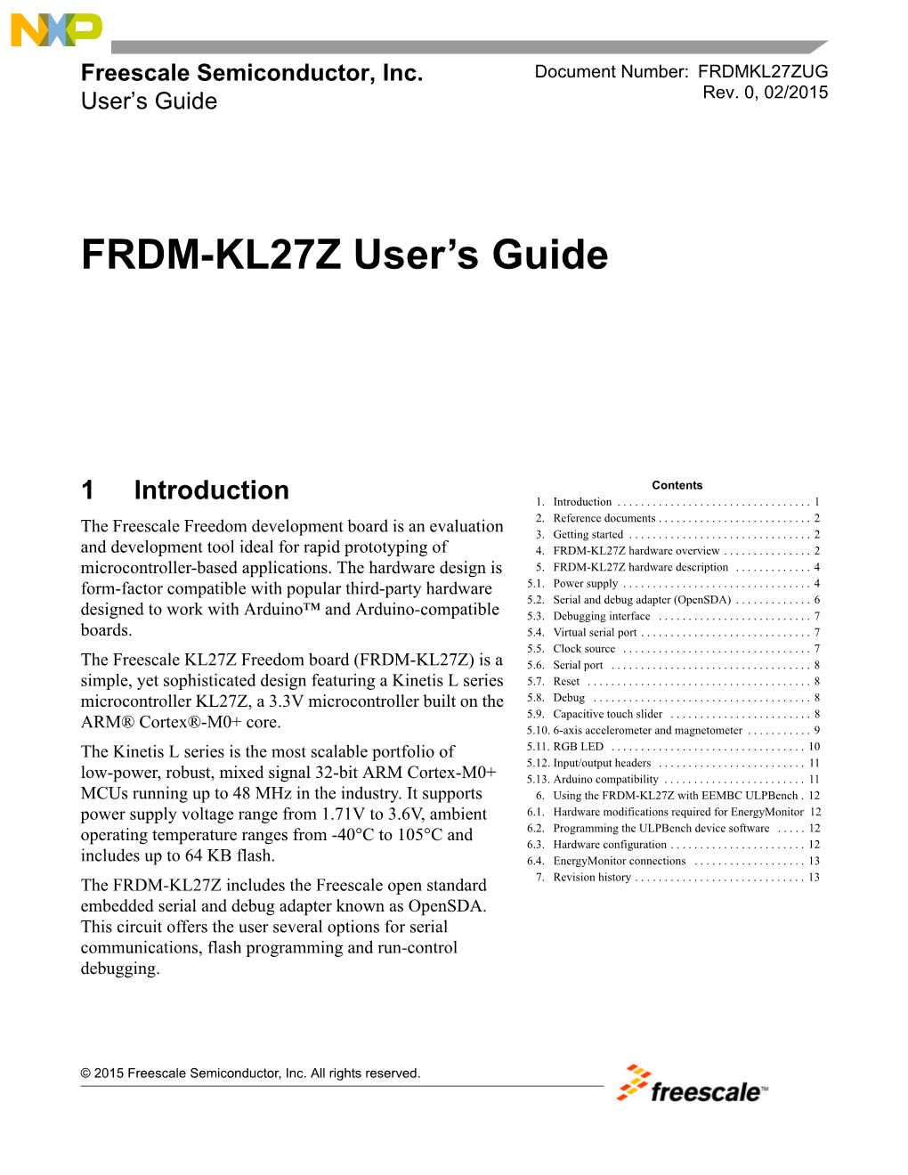 FRDM-KL27Z User's Guide