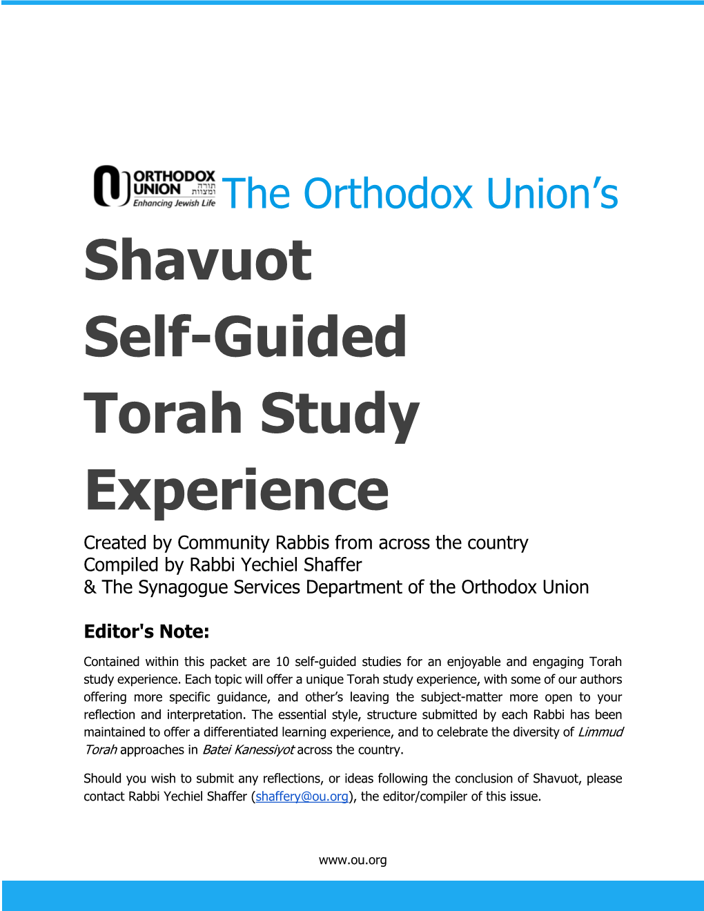 Shavuot Self-Guided Torah Study Experience