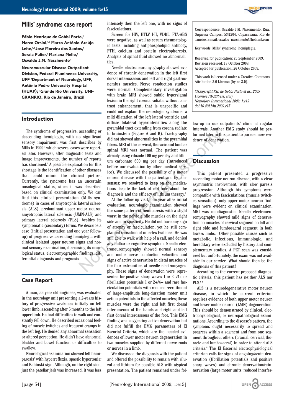 Mills' Syndrome: a Case Report