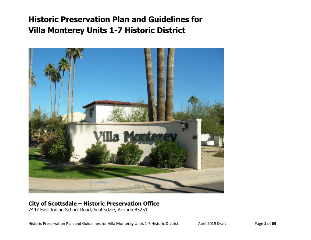 Historic Preservation Plan and Guidelines for Villa Monterey Units 1-7 Historic District