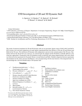 CFD Investigation of 2D and 3D Dynamic Stall