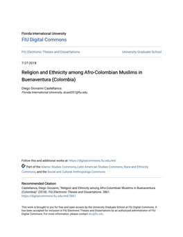 Religion and Ethnicity Among Afro-Colombian Muslims in Buenaventura (Colombia)