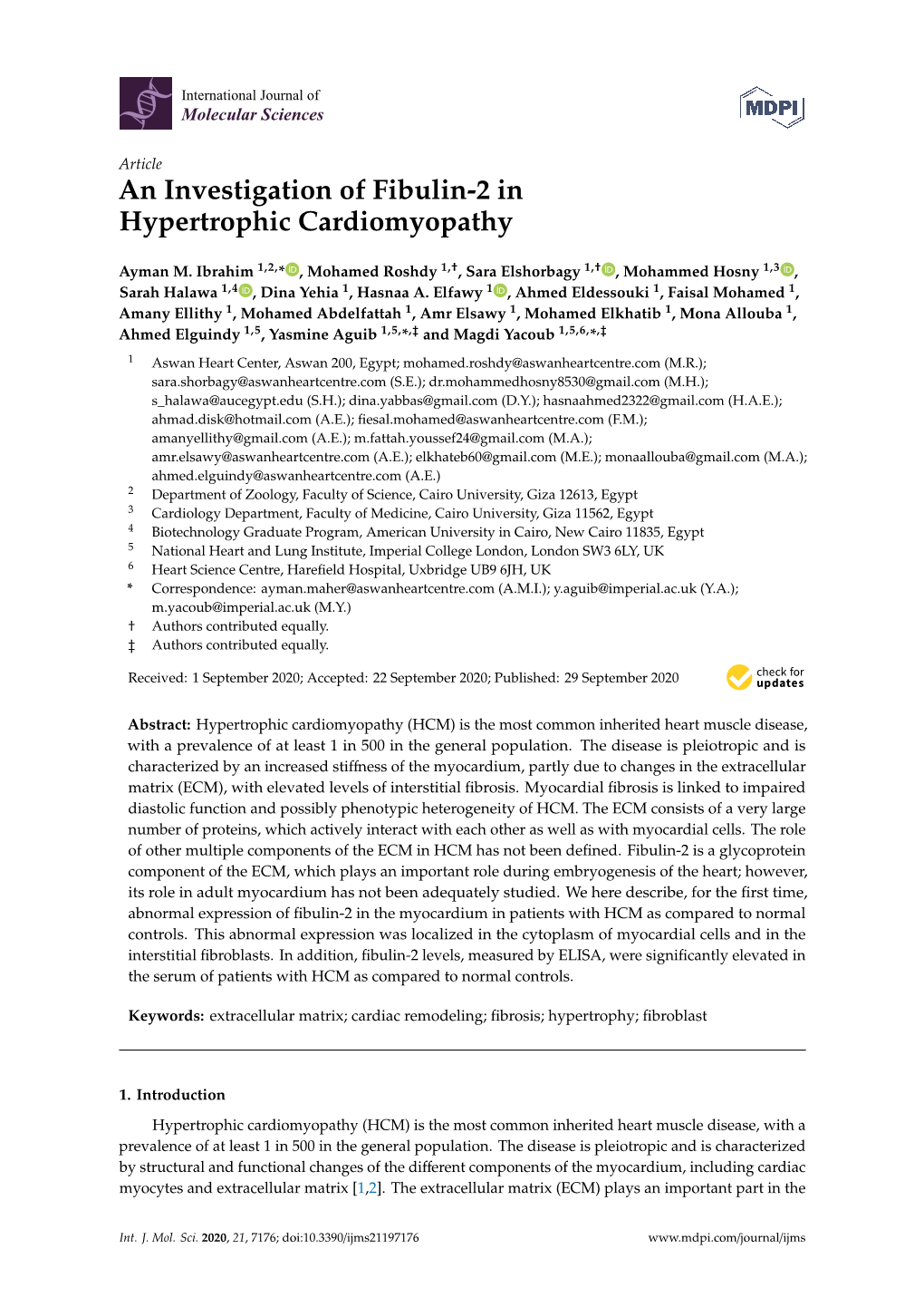 An Investigation of Fibulin-2 in Hypertrophic Cardiomyopathy