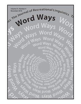 Word Ways V.51 No.4 Complete Issue
