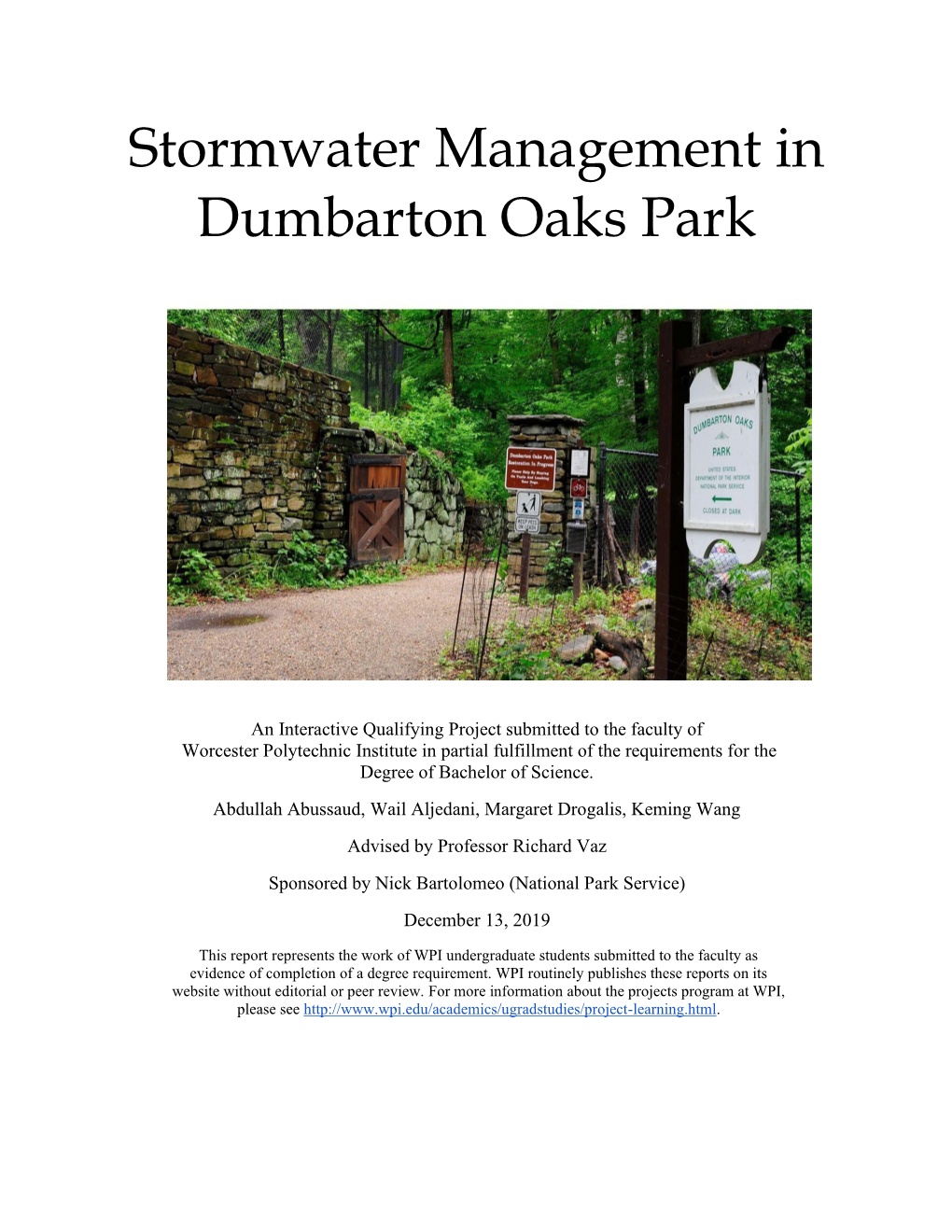 Stormwater Management in Dumbarton Oaks Park