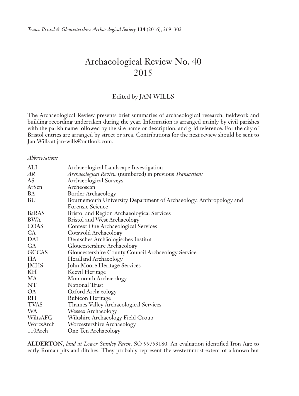 Archaeological Review No. 40 2015