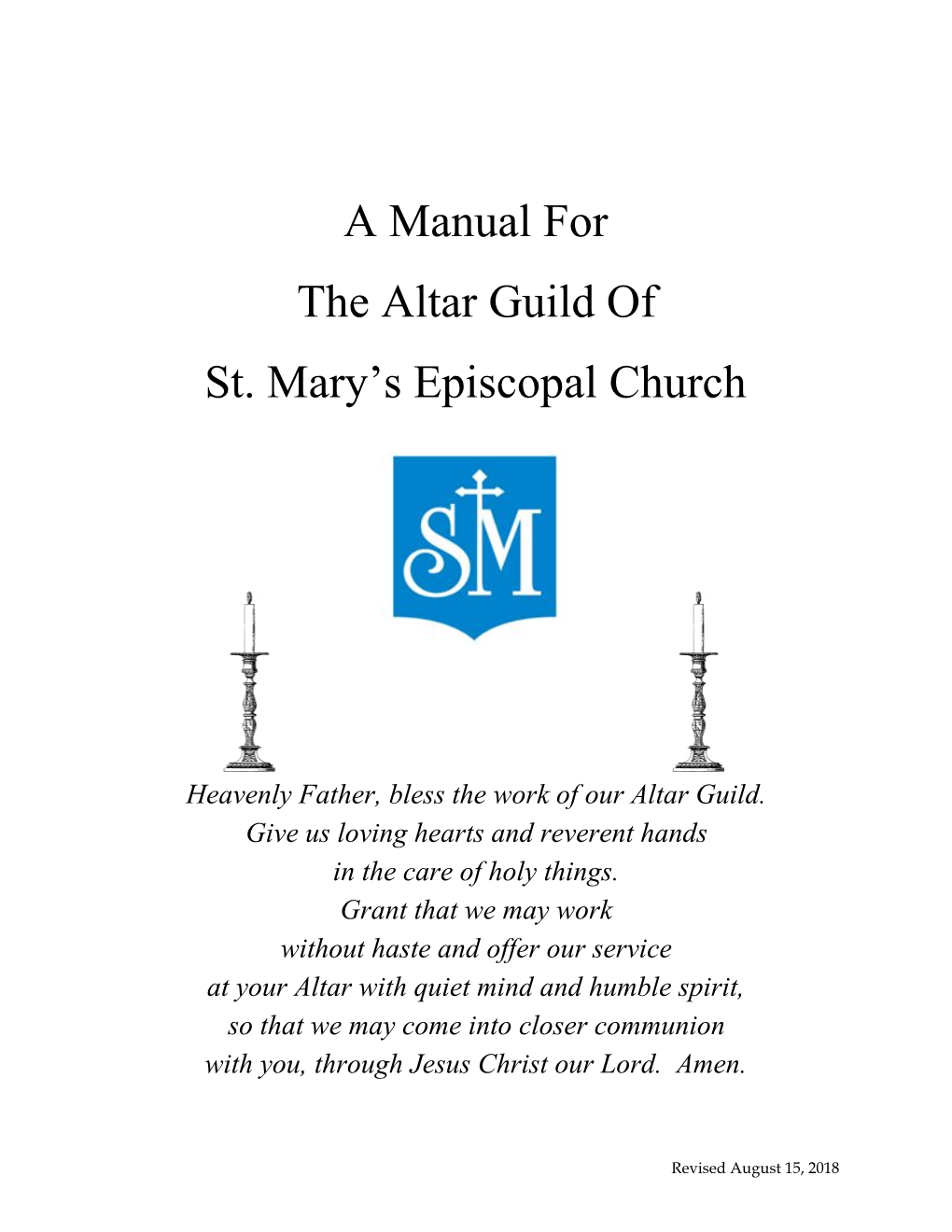 A Manual for the Altar Guild of St. Mary's Episcopal Church