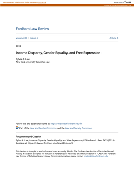 Income Disparity, Gender Equality, and Free Expression