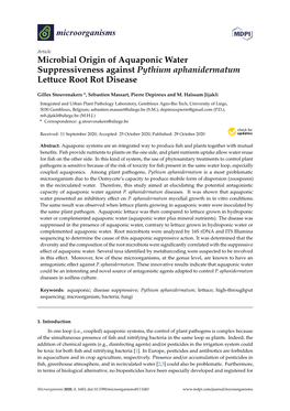 Microbial Origin of Aquaponic Water Suppressiveness Against Pythium Aphanidermatum Lettuce Root Rot Disease