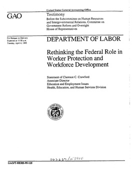 T-HEHS-95-125 Department of Labor: Rethinking the Federal Role In