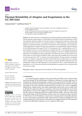 (In)Stability of Atropine and Scopolamine in the GC-MS Inlet