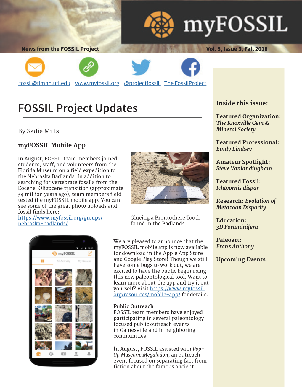 FOSSIL Project Updates Featured Organization: the Knoxville Gem & by Sadie Mills Mineral Society