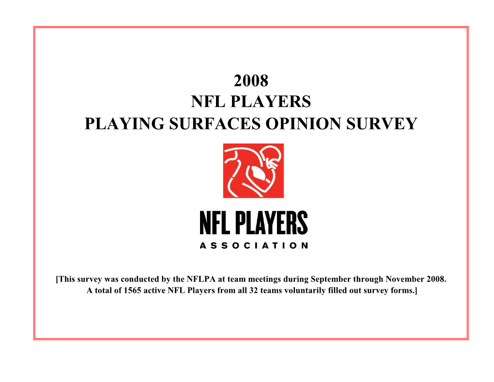 2008 Nfl Players Playing Surfaces Opinion Survey