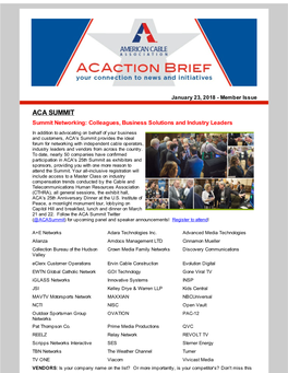 ACA SUMMIT Summit Networking: Colleagues, Business Solutions and Industry Leaders