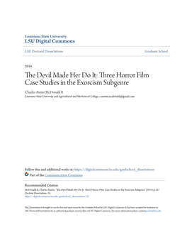 Three Horror Film Case Studies in the Exorcism Subgenre