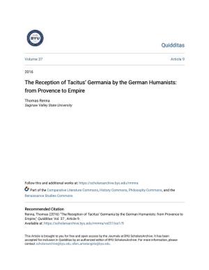 The Reception of Tacitus' Germania by The