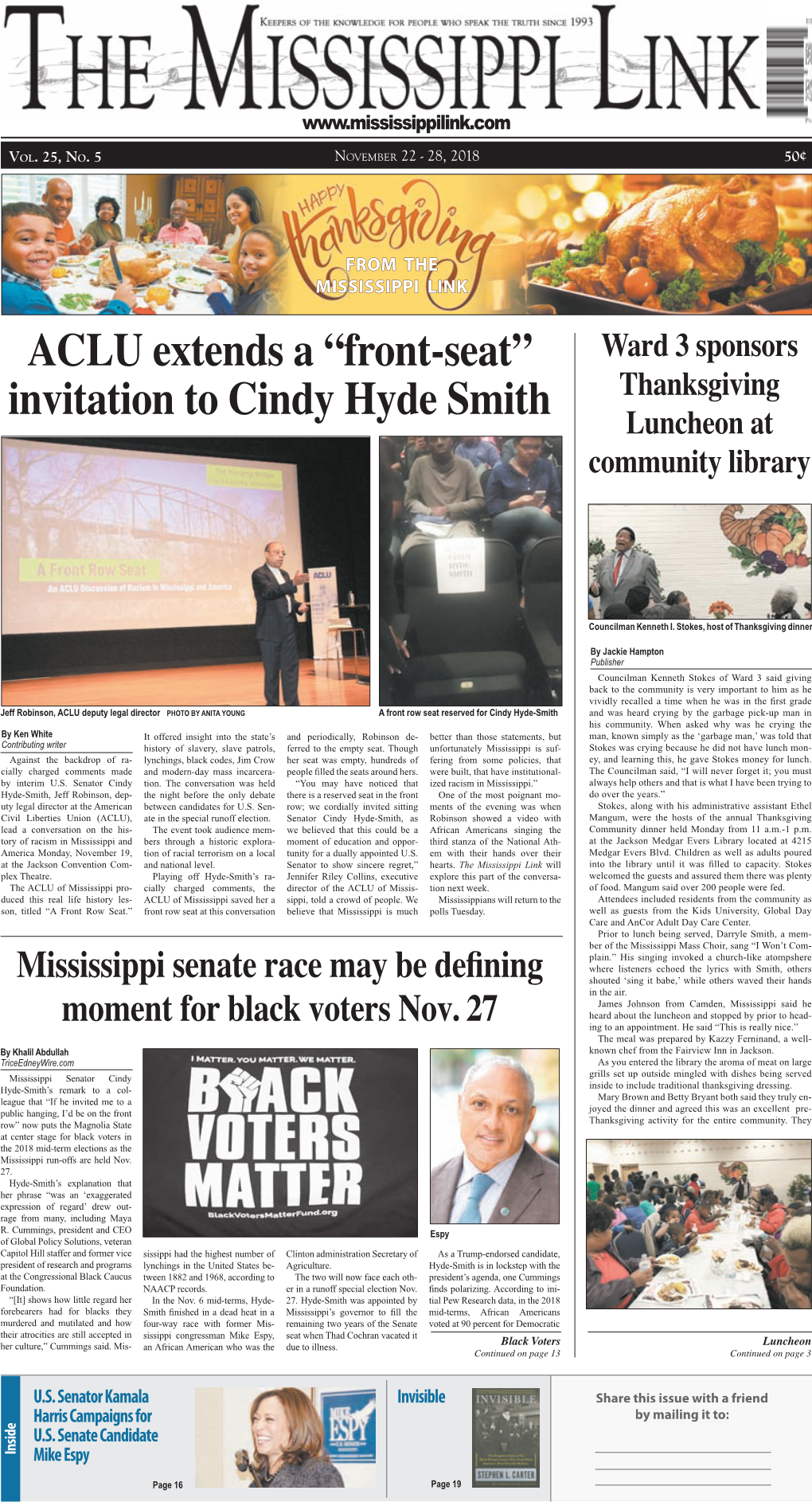 Invitation to Cindy Hyde Smith Luncheon at Community Library
