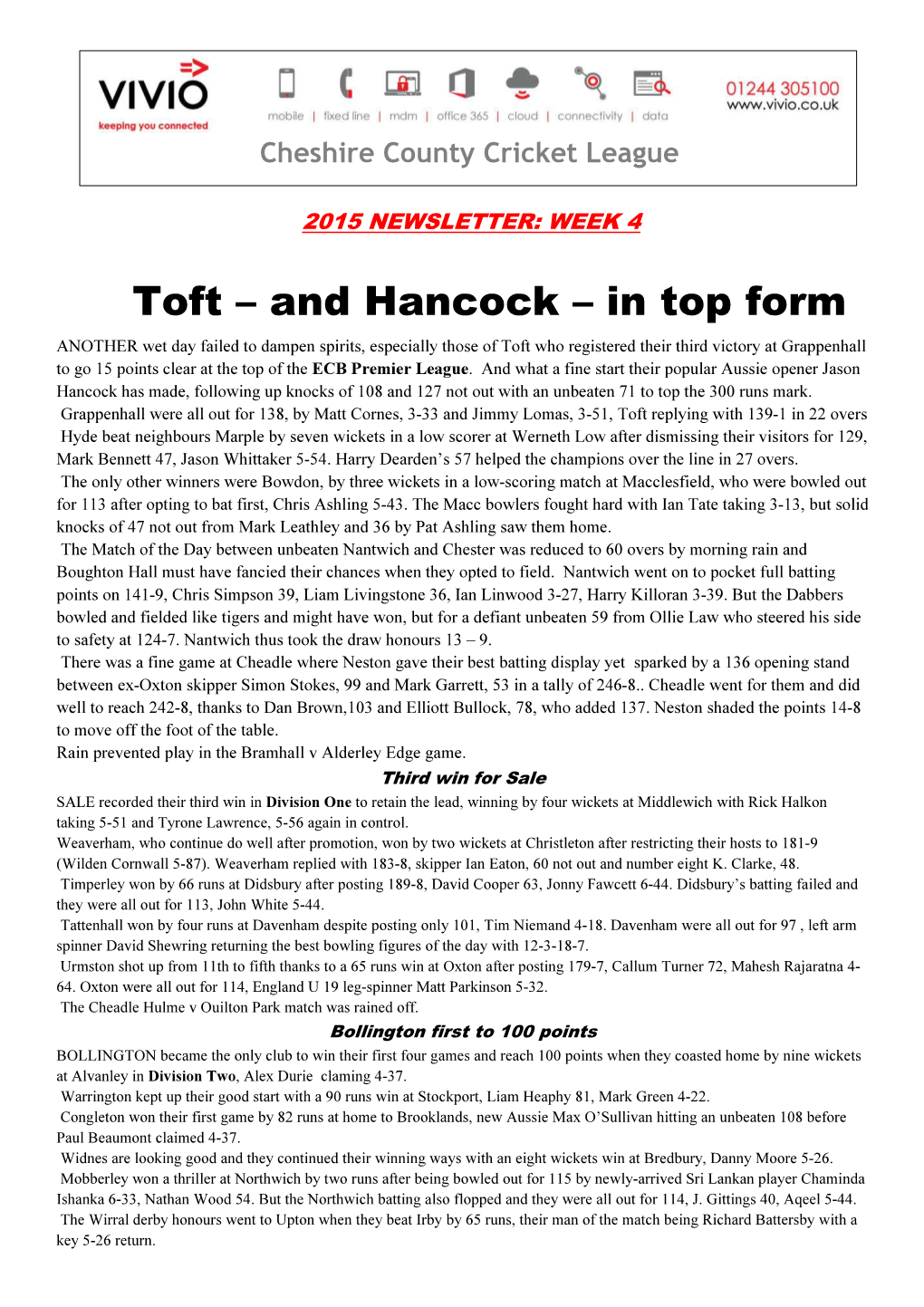 Toft – and Hancock – in Top Form