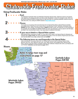 Statewide Freshwater Rules Using Freshwater Rules Read: 1 the Statewide Freshwater Rules and Statewide Freshwater Species Rules