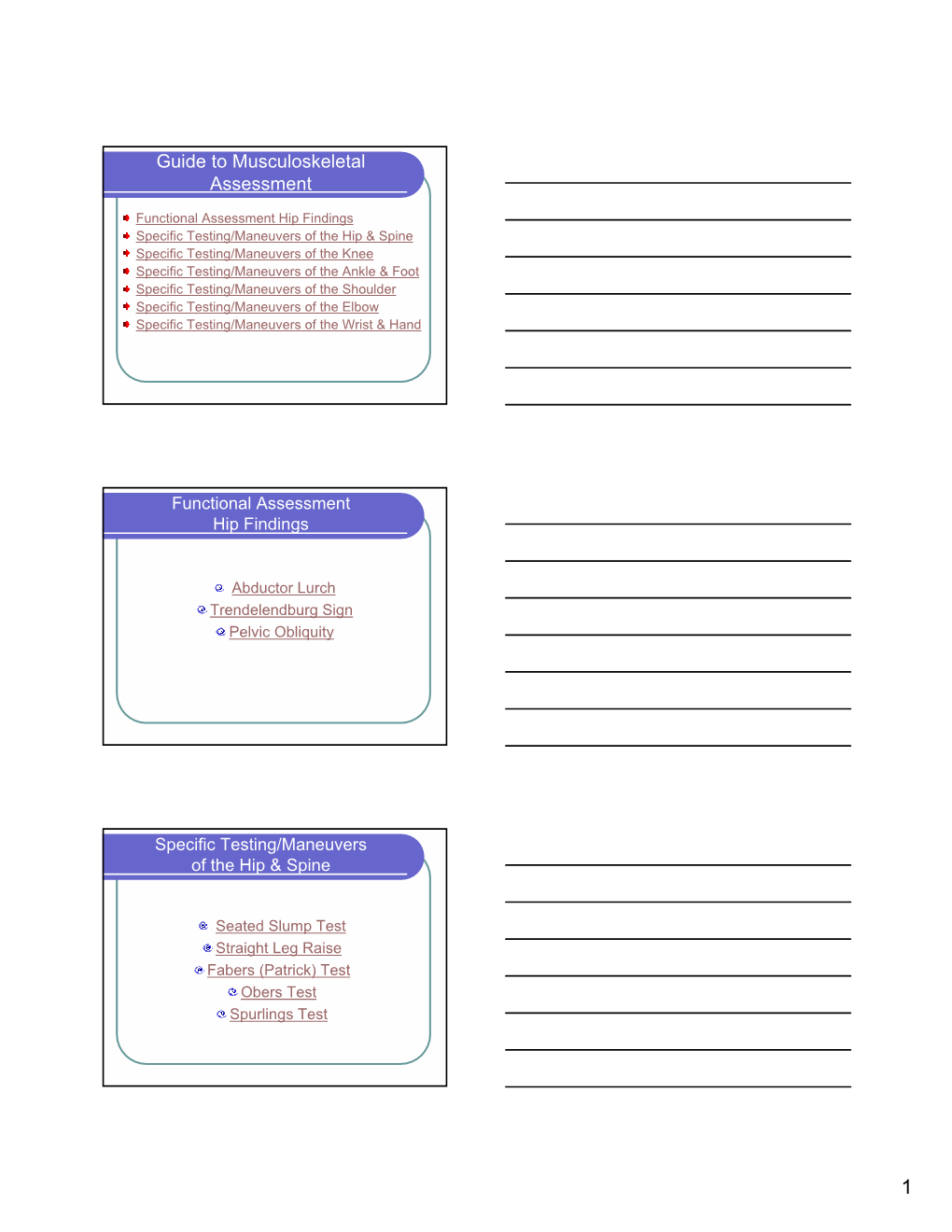 Guide to Musculoskeletal Assessment