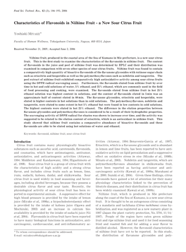 Characteristics of Flavonoids in Niihime Fruit - a New Sour Citrus Fruit