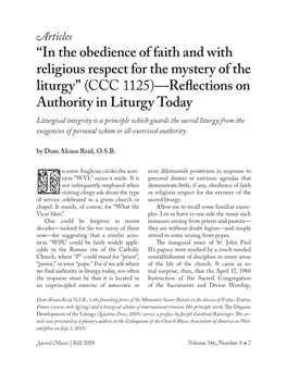 “In the Obedience of Faith and with Religious Respect for the Mystery Of