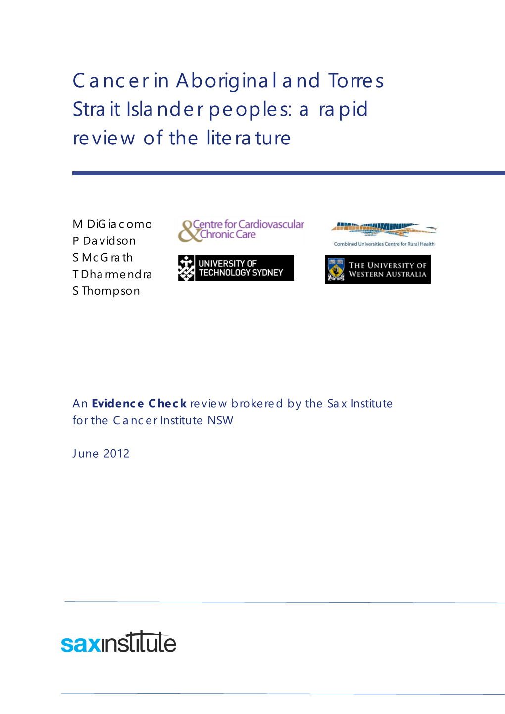 Cancer in Aboriginal and Torres Strait Islander Peoples: a Rapid Review of the Literature