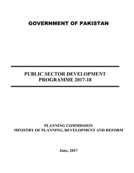 Government of Pakistan Public Sector Development Programme 2017-18