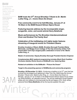 BAM Hosts the 27 Annual Brooklyn Tribute to Dr. Martin Luther King