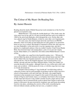 On Reading Faiz by Aamer Hussein