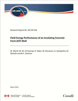 Field Energy Performance of an Insulating Concrete Form (ICF) Wall