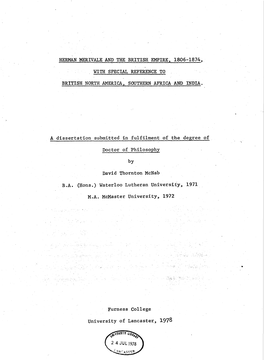 Herman Merivale and the British Empire, 1806-1874, with Special Reference to British North America, Southern Africa and India. A