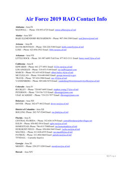 Air Force 2019 RAO Contact Info