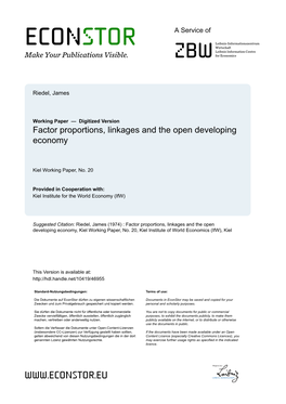 Factor Proportions, Linkages and the Open Developing Economy