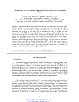 "Relationships Between Oxidation-Reduction Potential