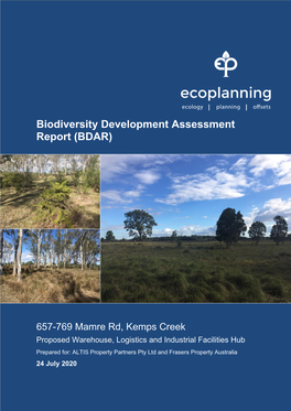 Biodiversity Development Assessment Report 657-769 Mamre Rd, Kemps Creek, Western Sydney Employment Area