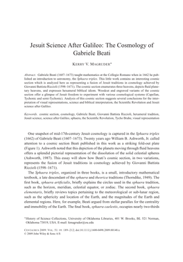 Jesuit Science After Galileo: the Cosmology of Gabriele Beati