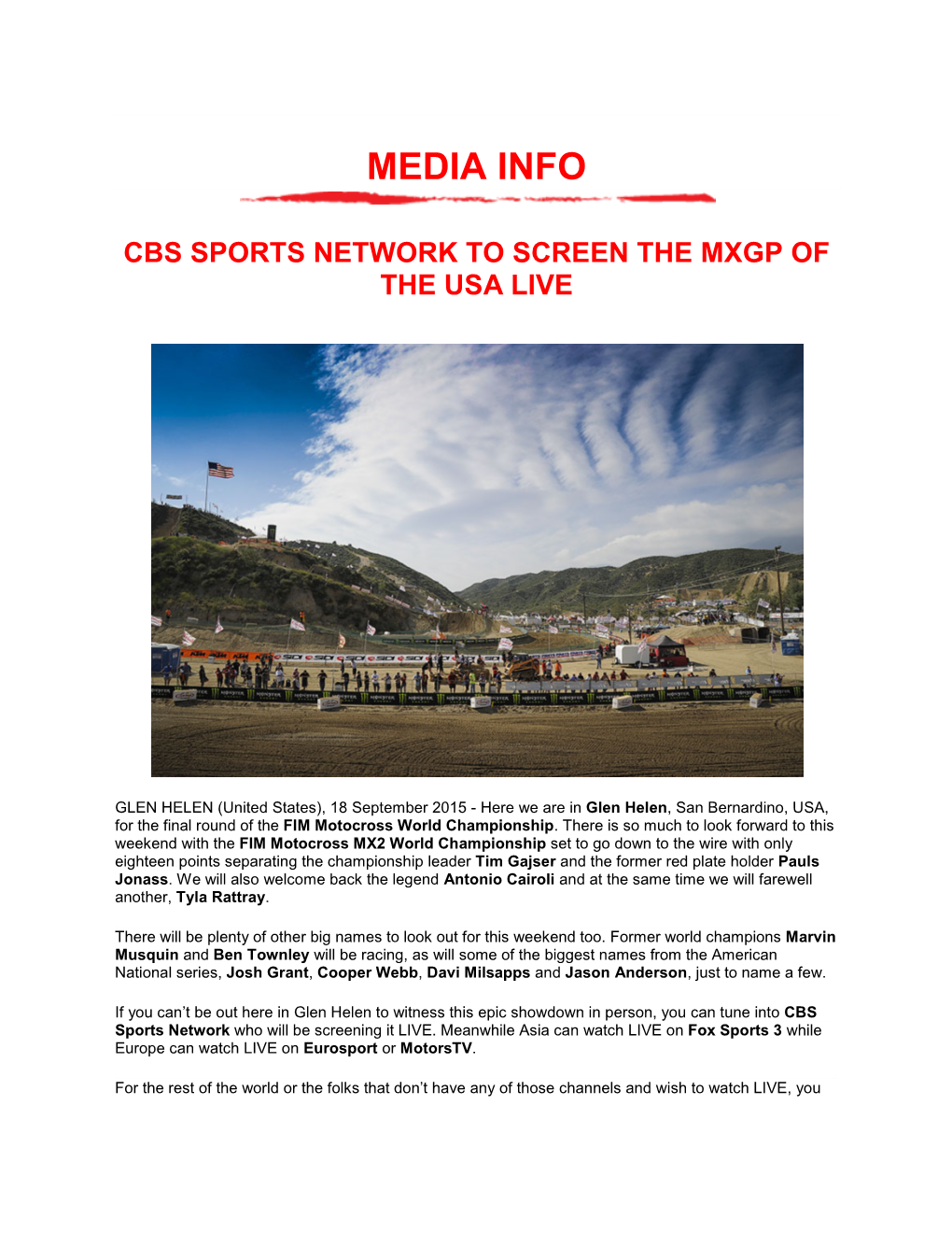 Watch the Usgp Live on Cbs Sports Network!