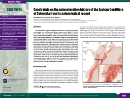 Constraints on the Paleoelevation History of the Eastern Cordillera of Colombia from Its Palynological Record GEOSPHERE, V
