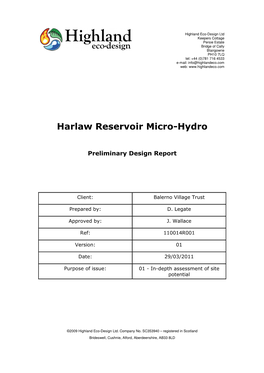 Harlaw Reservoir Micro-Hydro